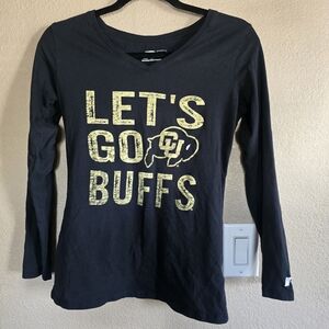 Colorado Let's Go Buffs Black Long Sleeve Shirt Russell Athletic Med